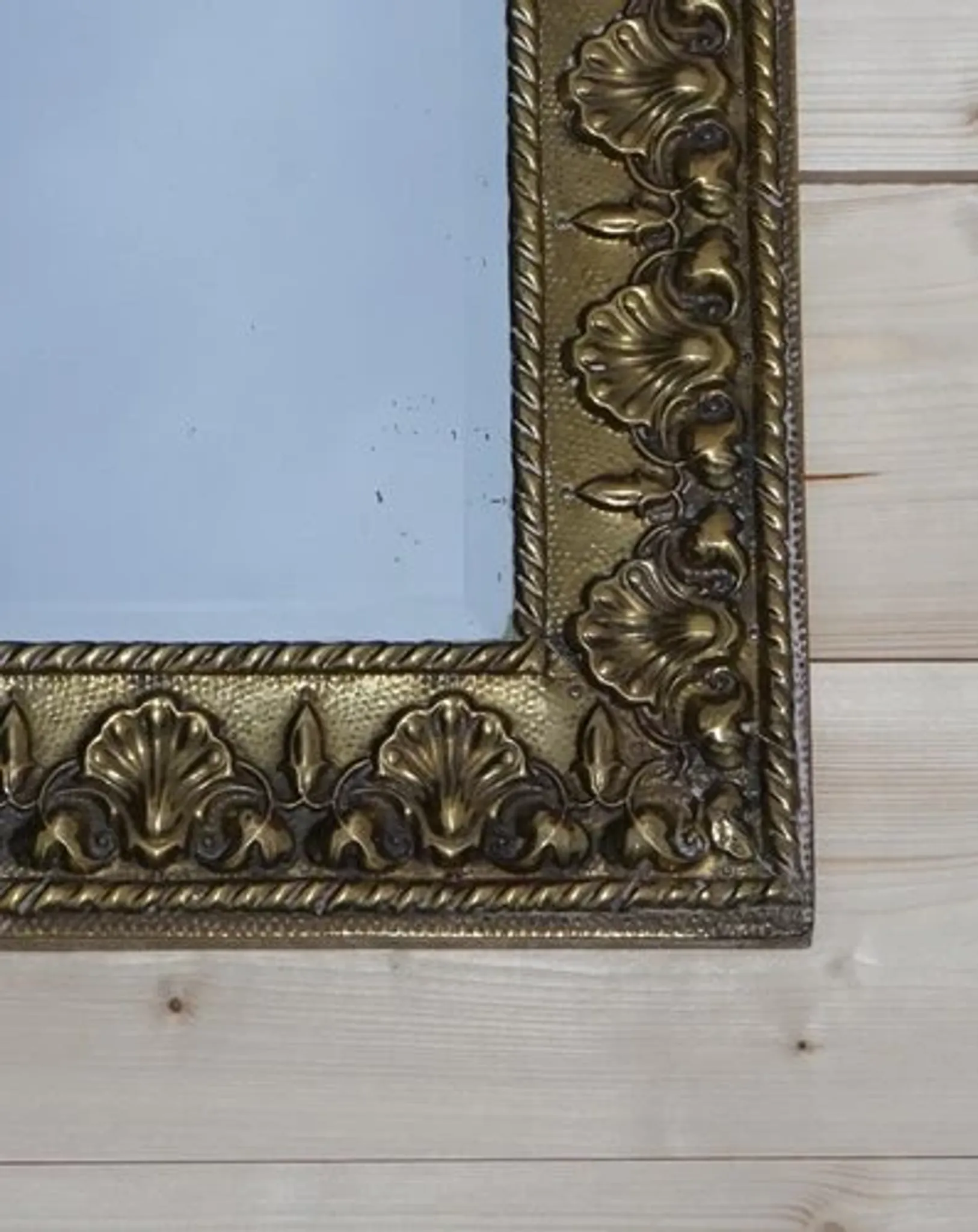 Neoclassical Antique Shell Mirror in Brass