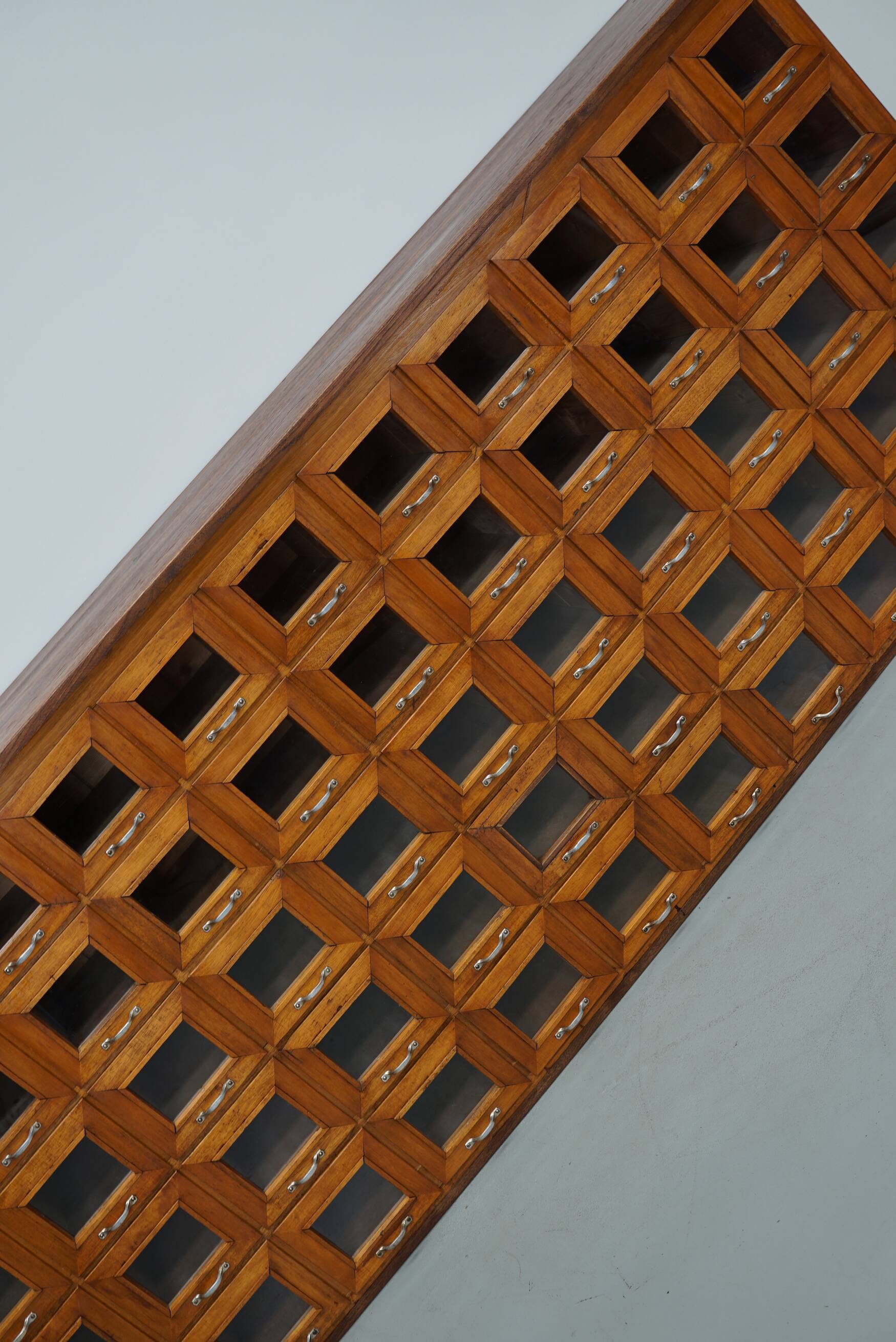 Vintage Dutch Oak Haberdashery Shop Cabinet / Vitrine, 1950s