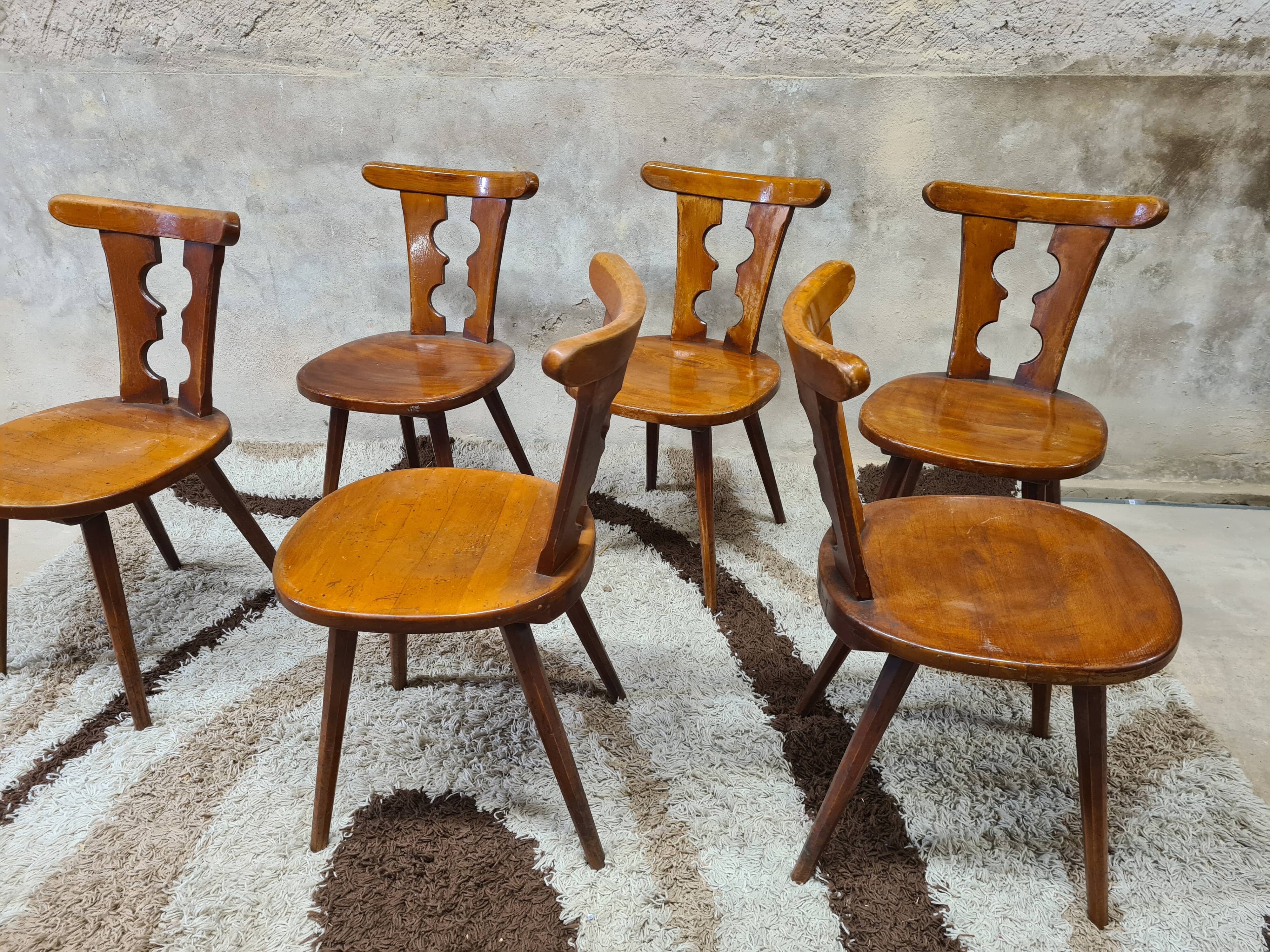 Set of 6 chairs brutalist bistro Bombenstabil year 1960