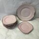 Pink porcelain dessert service with silver edging