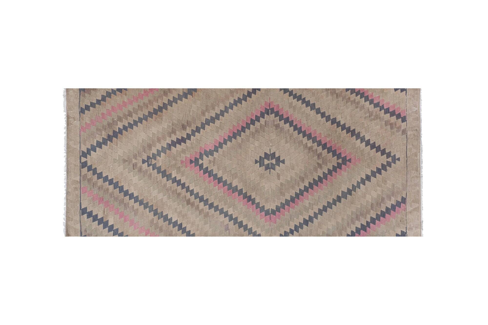 Vintage Turkish kilim, handwoven, 150x350 cm.
