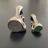 2 silver metal soliflores