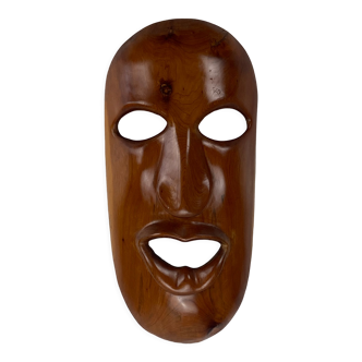 Masque décoratif en teck milieu du siècle, années 1950 60cm