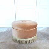 Vintage velvet pouf with fringes
