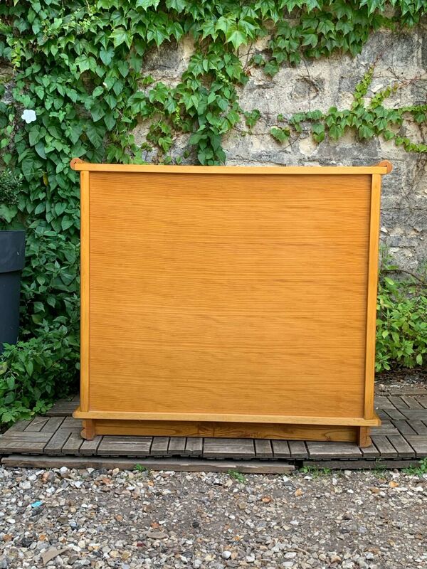 Commode et son chevet en rotin cannage et chêne vintage 1970