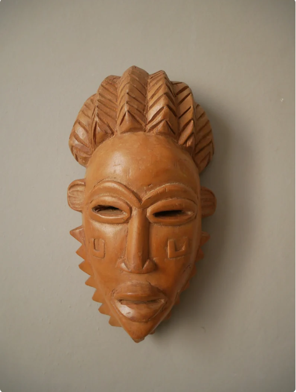 Carved wooden mask African art tribal ethnic decoration