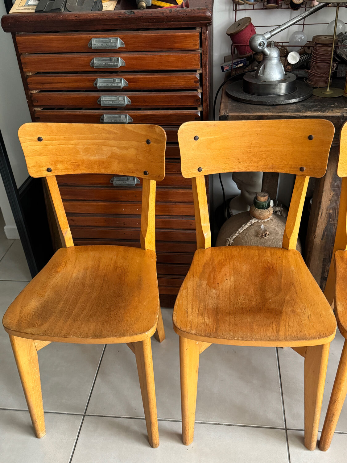 Set of 4 vintage Luterma bistro chairs in wood