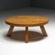 Brutalist Round Coffee Table in Solid Wood, France, 1960s