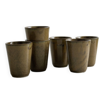 6 Digoin ceramic mugs.