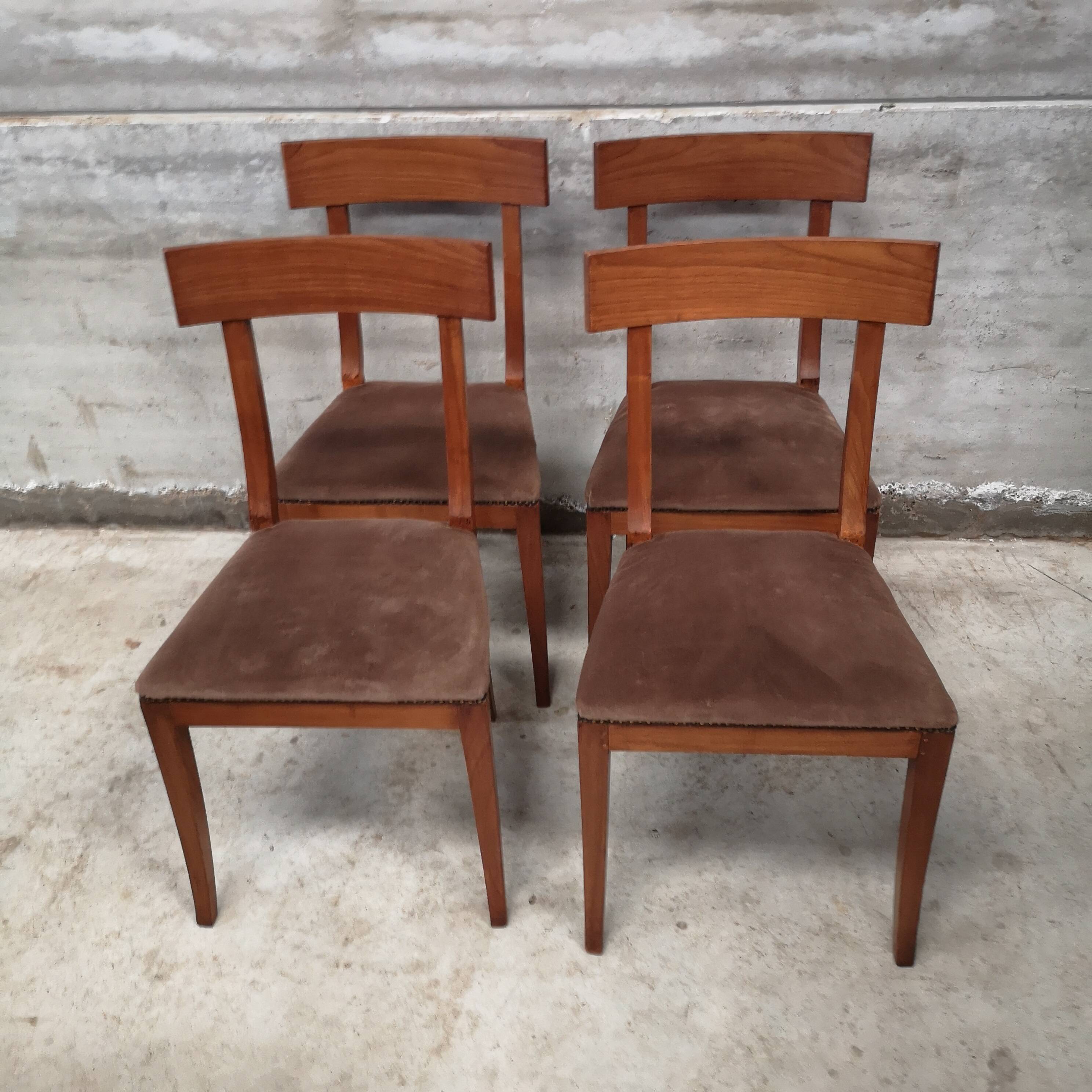 4 Directoire period cherry wood chairs
