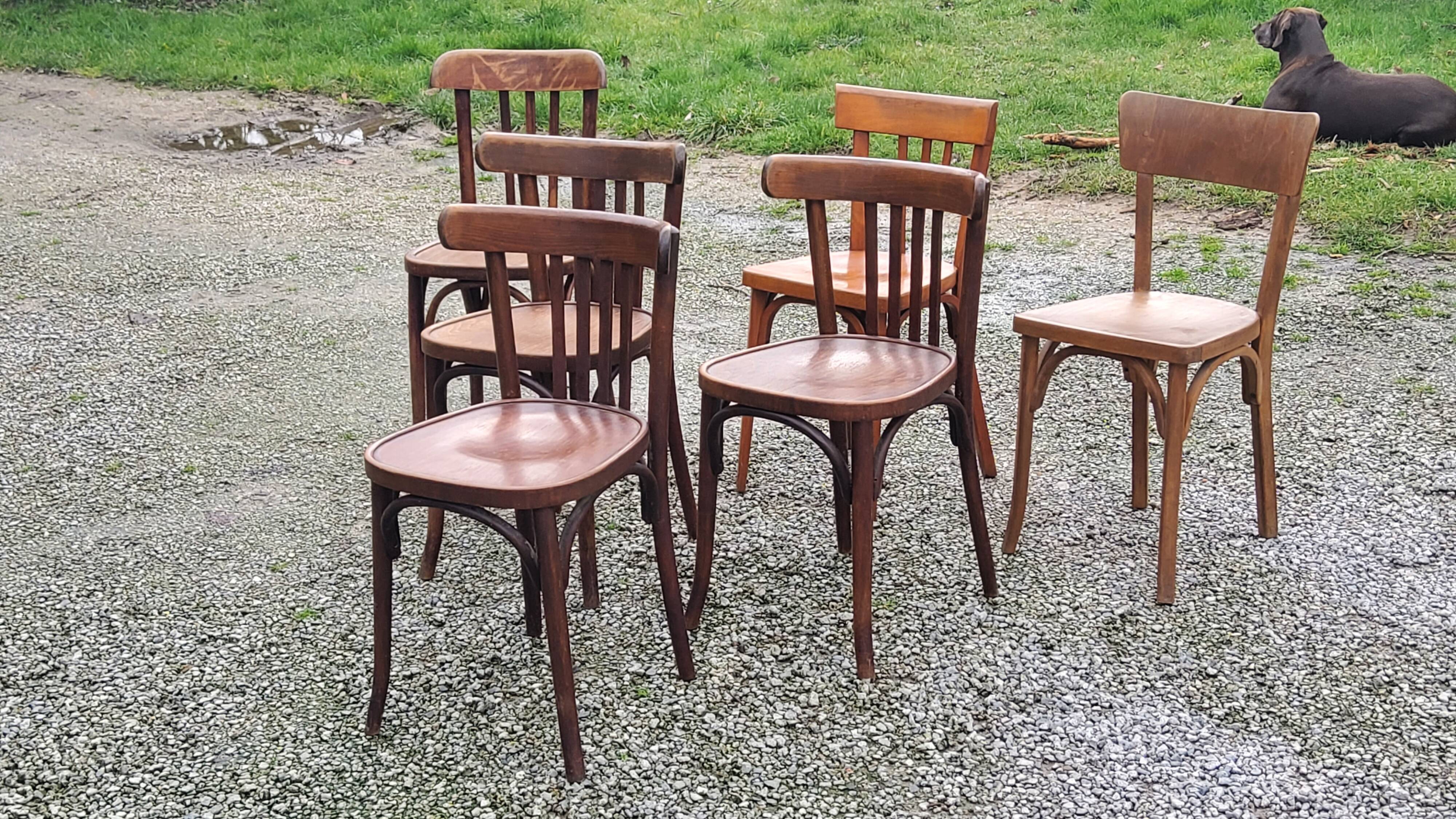 Set of 6 old bistro chairs Baumann and others
