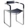 Armchair, silver steel and navy blue leather, contemporary style.