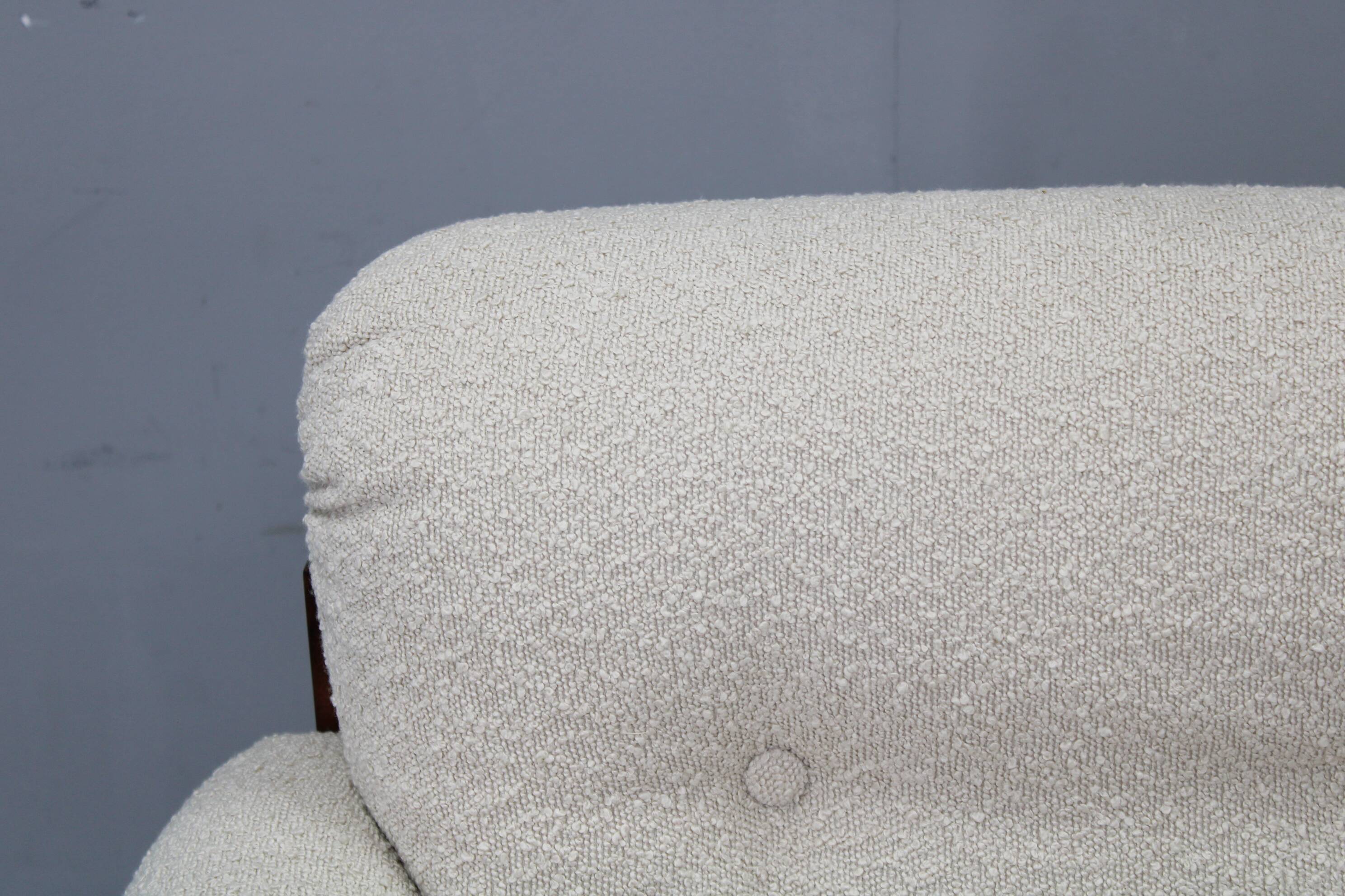 Mid-century restored bouclé armchair, Czechoslovakia 1970s