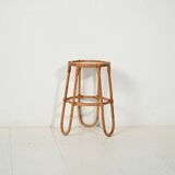 Scandinavian Bamboo Plant Stand with Frosted Glass, 1960s