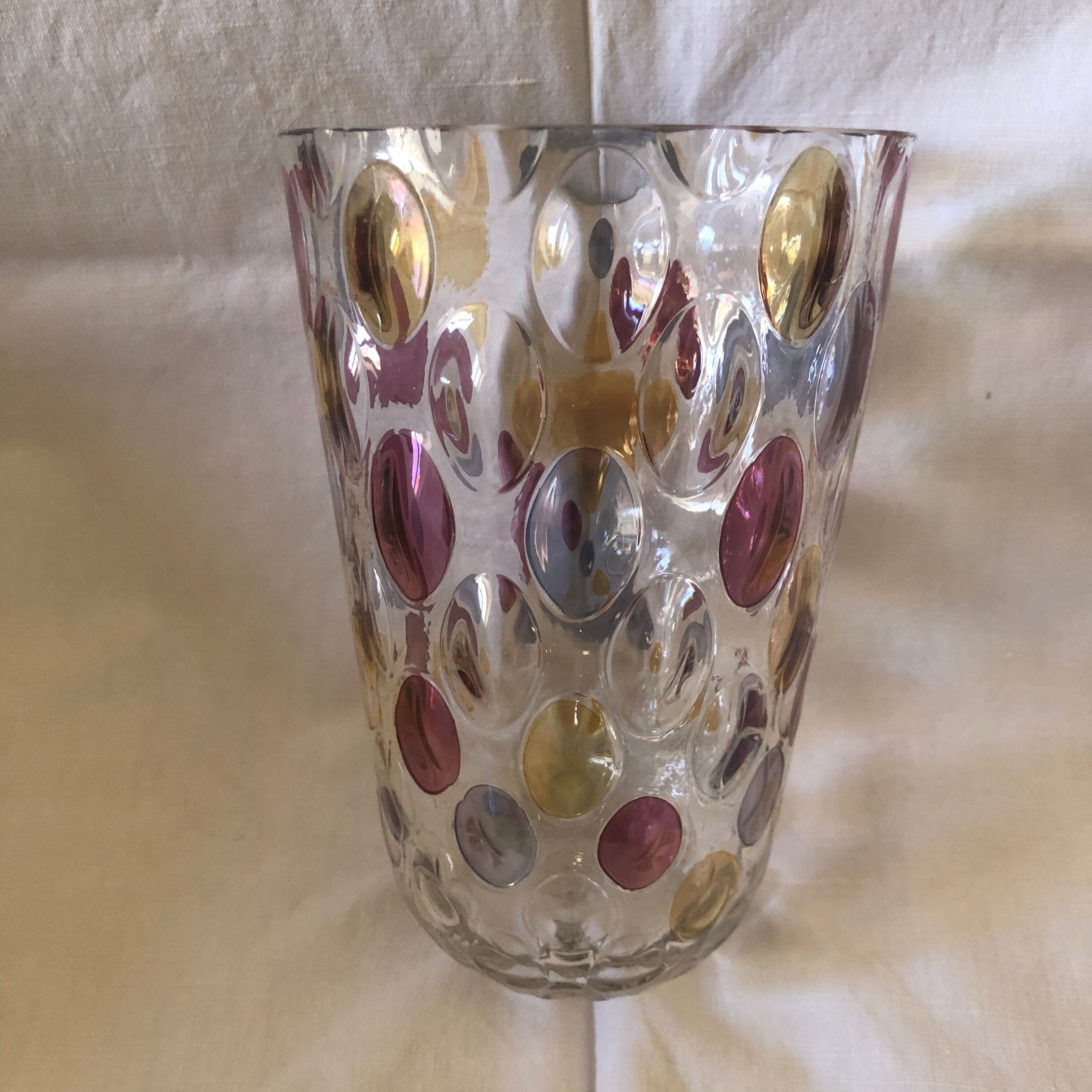 Glass vase blown colored lozenges