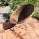 Vintage 1950s rattan and wrought iron basket armchair