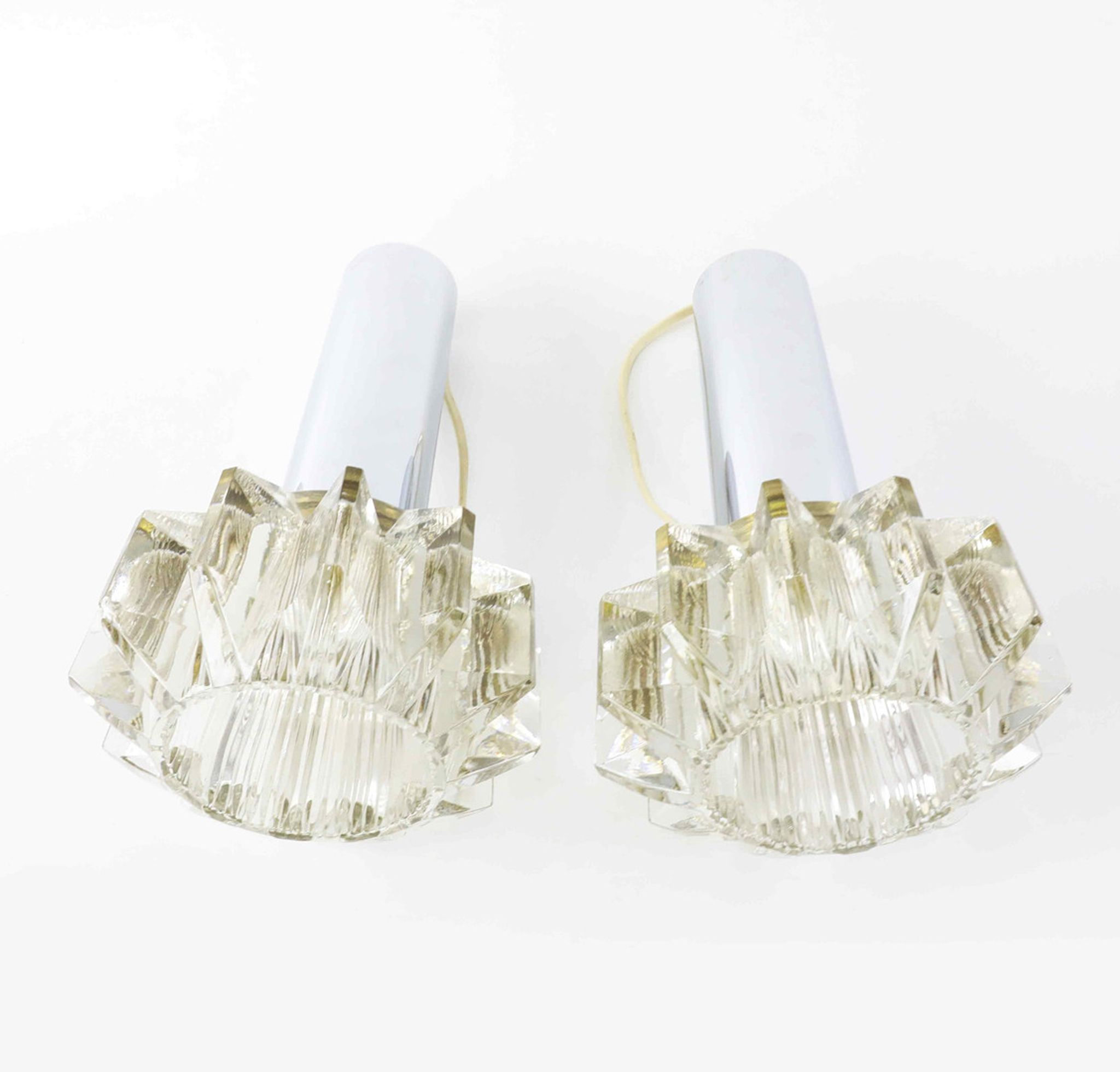 Pair of glass pendant lamps, Boréns Borås, 60/70s.