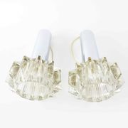 Pair of glass pendant lamps, Boréns Borås, 60/70s.