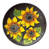 Mid-century German studio pottery wall plate with Ruscha sunflower motif, 1960s.