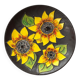 Assiette murale de poterie d'atelier allemande du milieu du siècle avec motif tournesol de Ruscha, années 1960