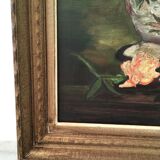 Table oil bouquet of peonies