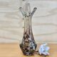 Vintage Murano glass vase, amber/white speckled finger vase