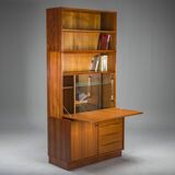 Large Vintage Bookcase with Bar in Teak by Heinrich Riestenpatt, 1960s