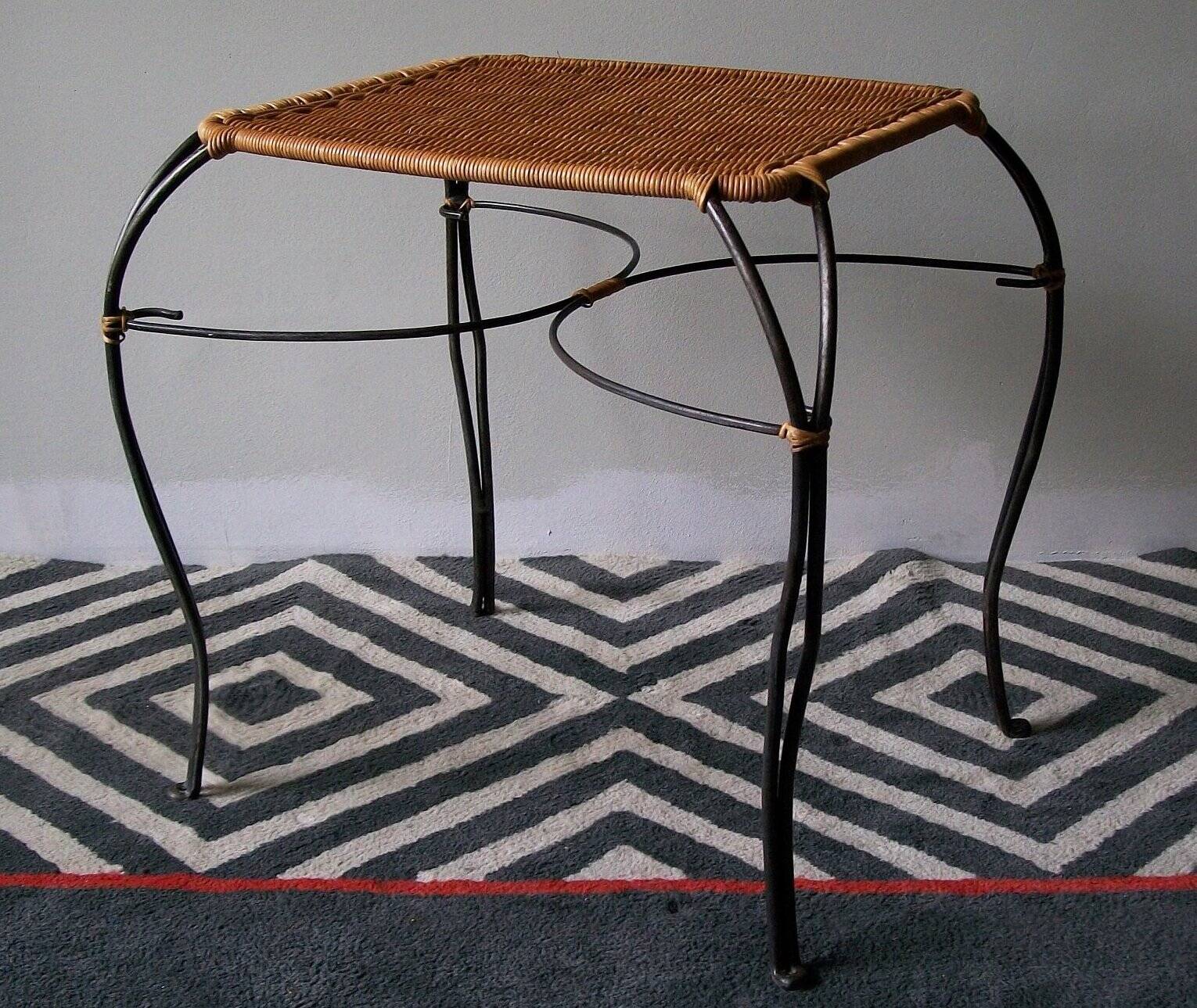 Vintage Swedish rattan and iron side table or wine or coffee table , 1970s