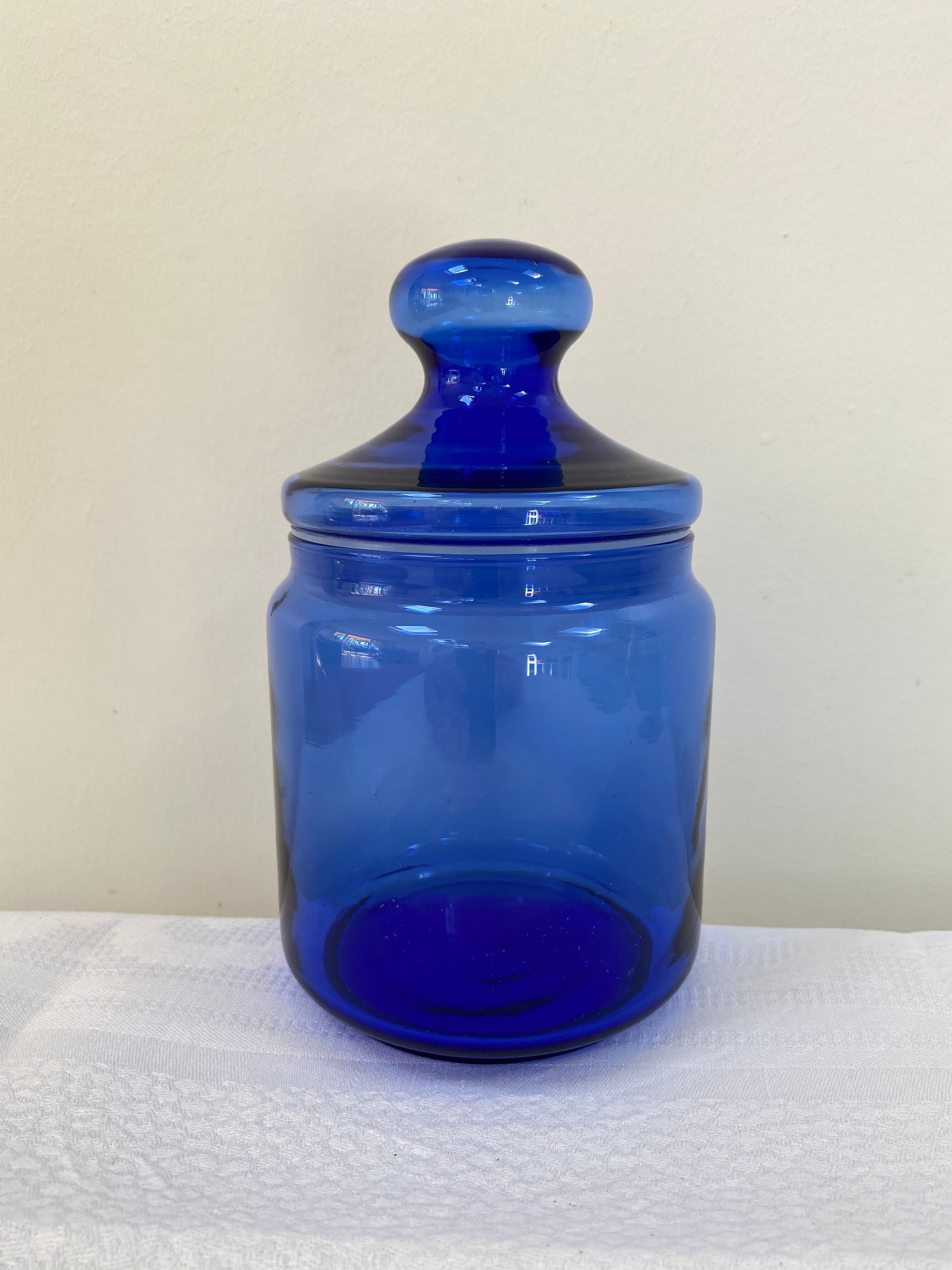 Vintage cobalt blue glass jar