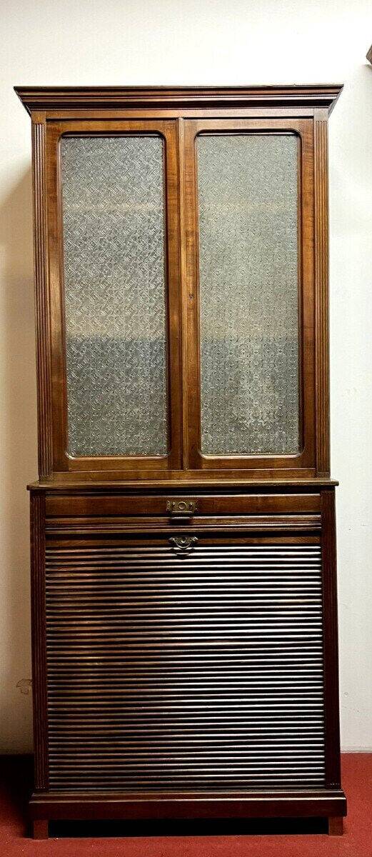 Professional furniture: bookcase with solid wood blind filing cabinet circa 1880