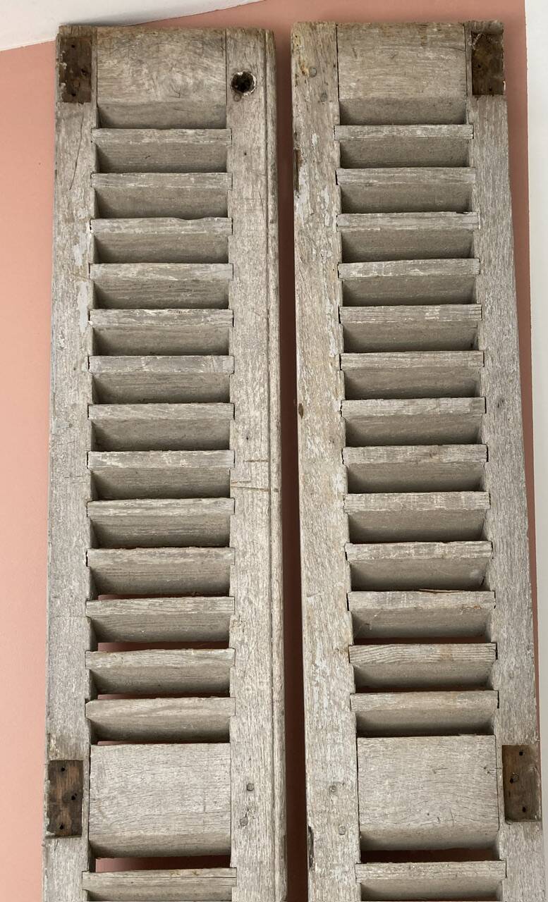 Set of 2 large old louvered shutters