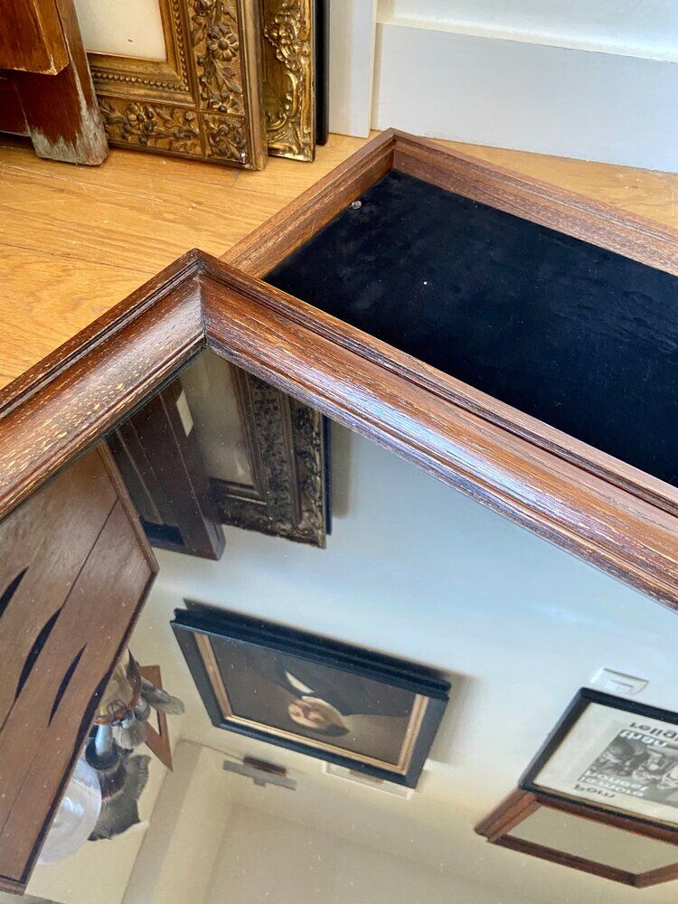 Wooden and black velvet showcase