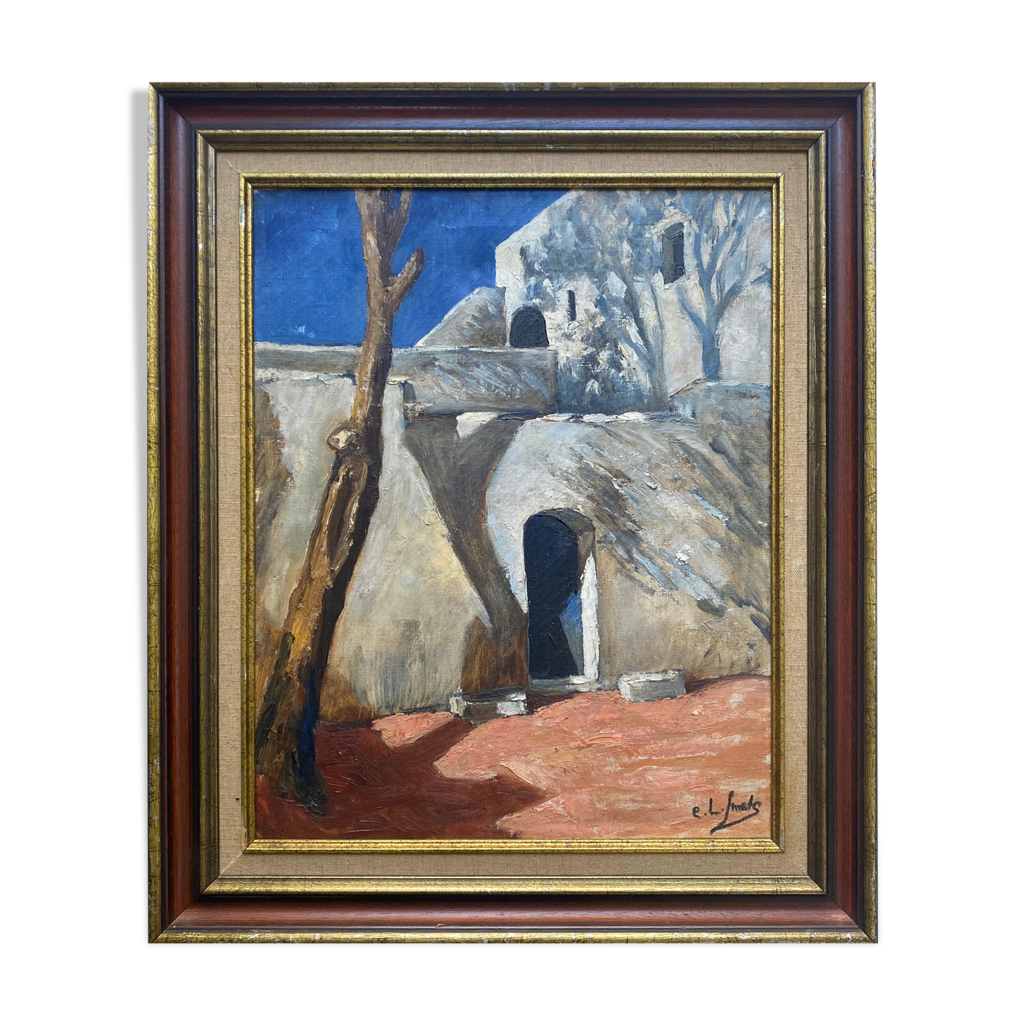 Painting "Orientalist Landscape" by Ch. L. Smets, frame