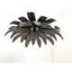 Contemporary Florentine Wrought Iron Brunito and Gold Leaves Pendant