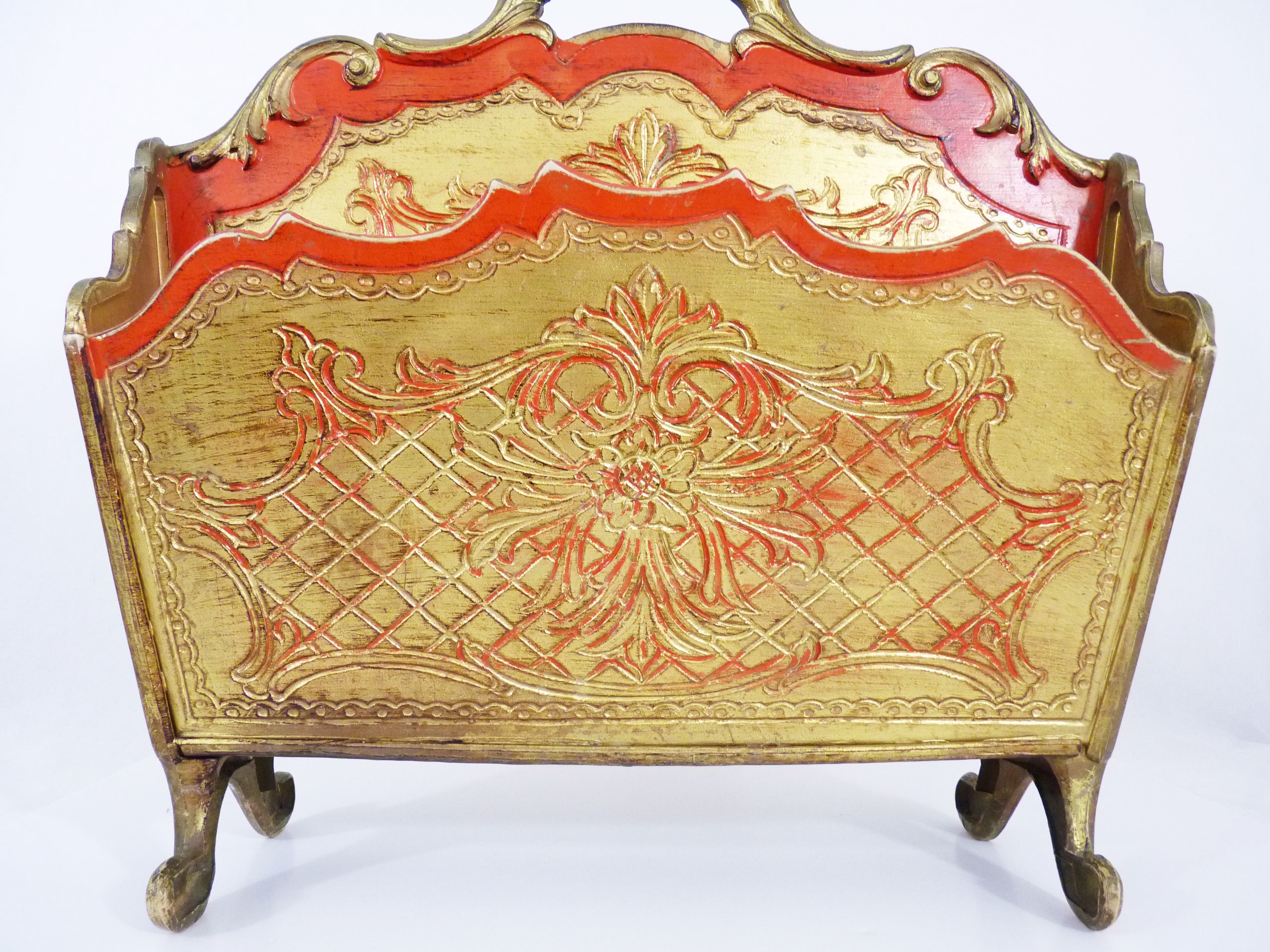 Vintage florentine gold and red plastic magazine holders years 70