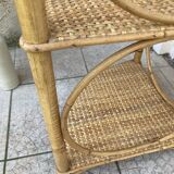 Vintage rattan corner shelf