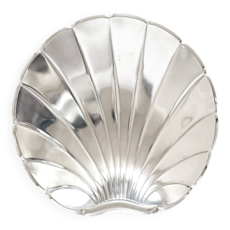 Grand plat en forme de coquillage plaqué argent