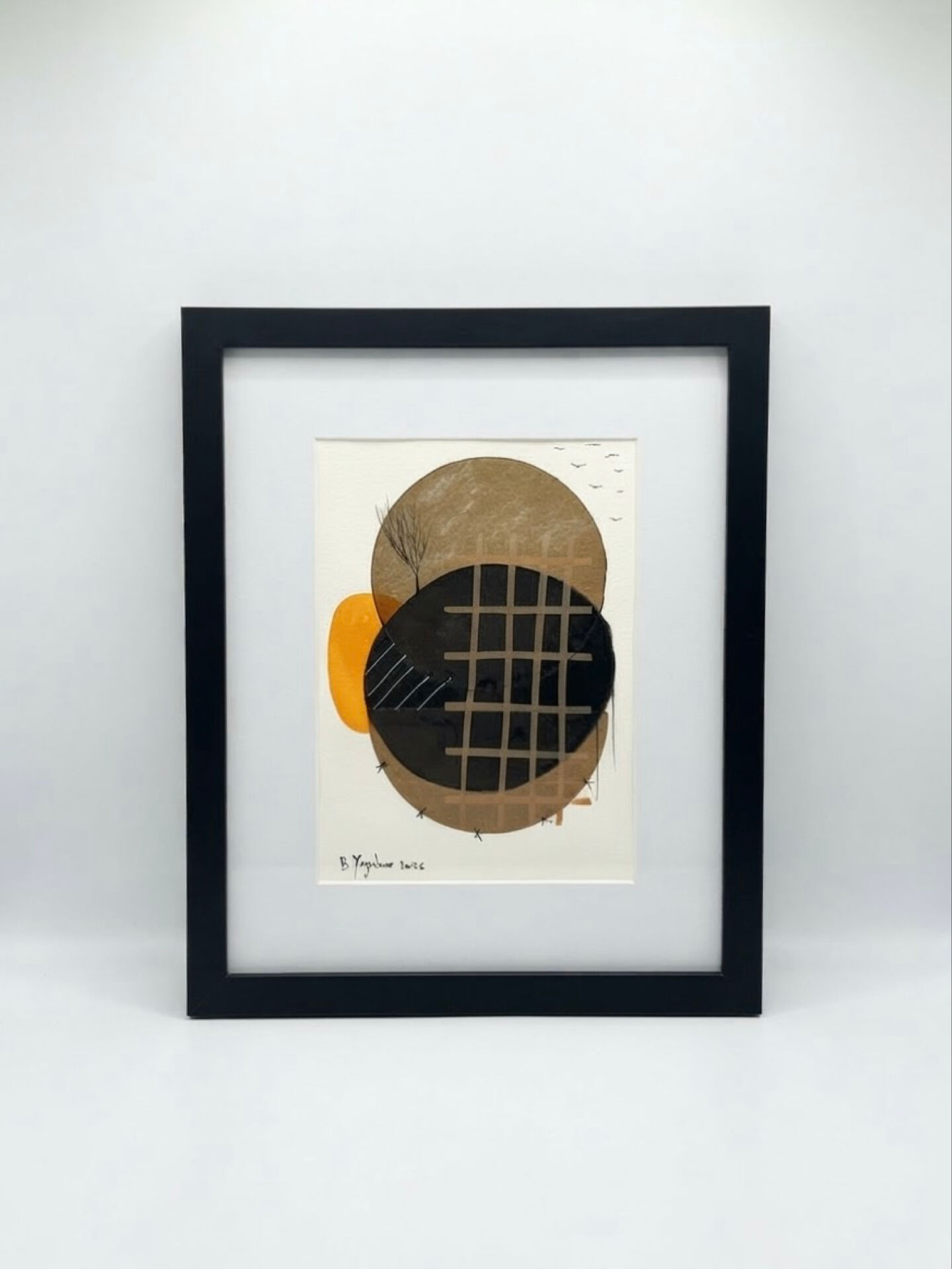 Œuvre originale abstraite encadrée – Composition contemporaine