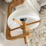 Oak ceiling lamp Guillerme & Chambron 1950