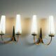 Pair of Mid Century Modern double wall sconce lights