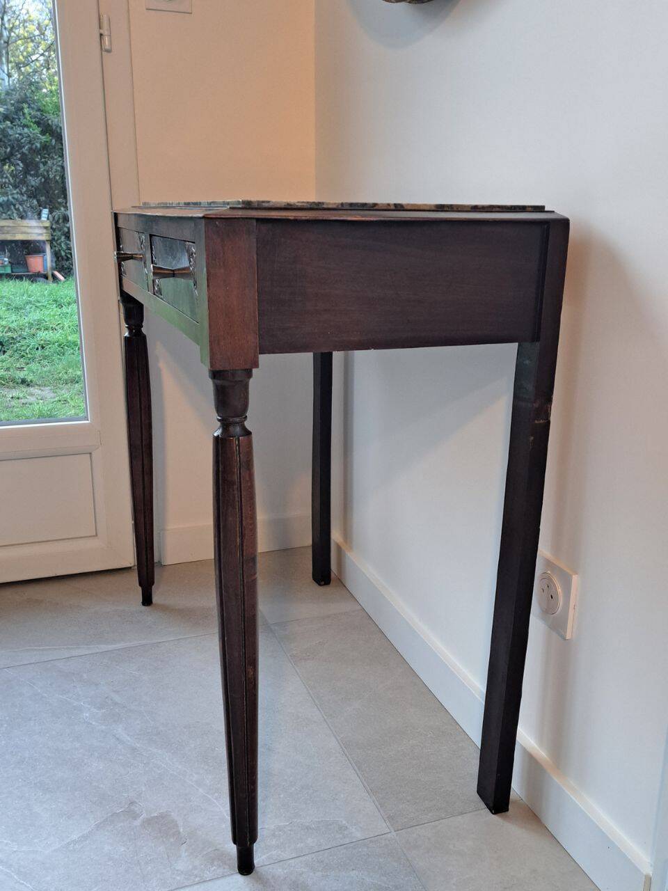 Art Deco Wooden and Marble Console Table