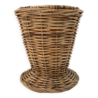 Wicker rattan plant pot from the 60s