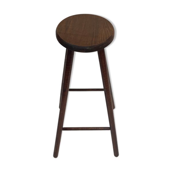Tabouret de bar vintage, bois, années 60 minimaliste