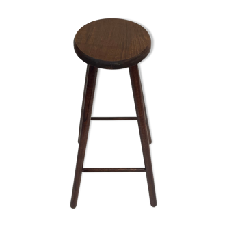 Tabouret de bar vintage, bois, années 60 minimaliste