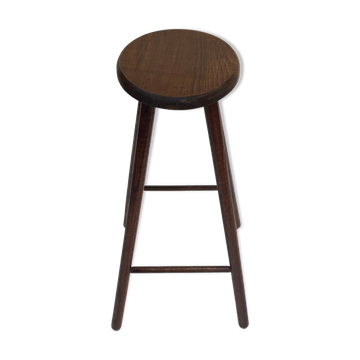 Tabouret de bar vintage, bois, années 60 minimaliste