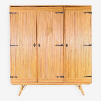 Rattan wardrobe attributed to Audoux Minet