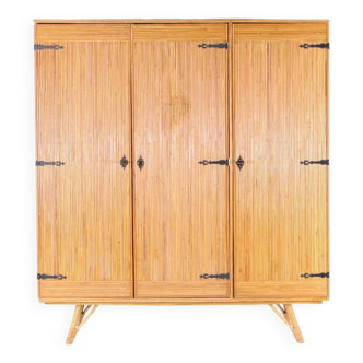 Rattan wardrobe attributed to Audoux Minet