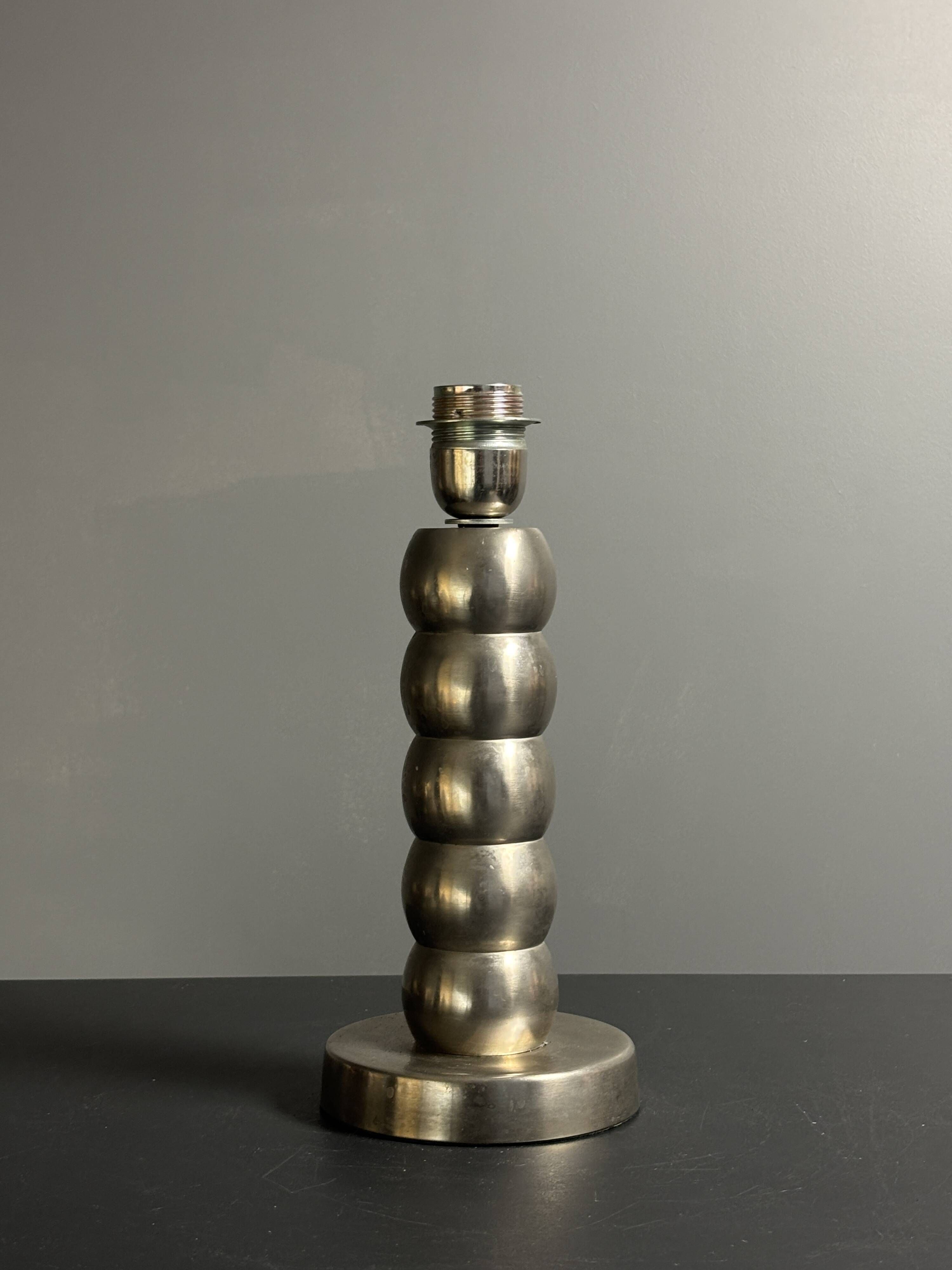 Midcentury nickel plated modernist space age bubbly table lamp, 1970s