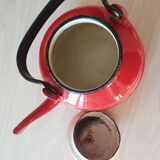 Vintage enamelled sheet metal kettle