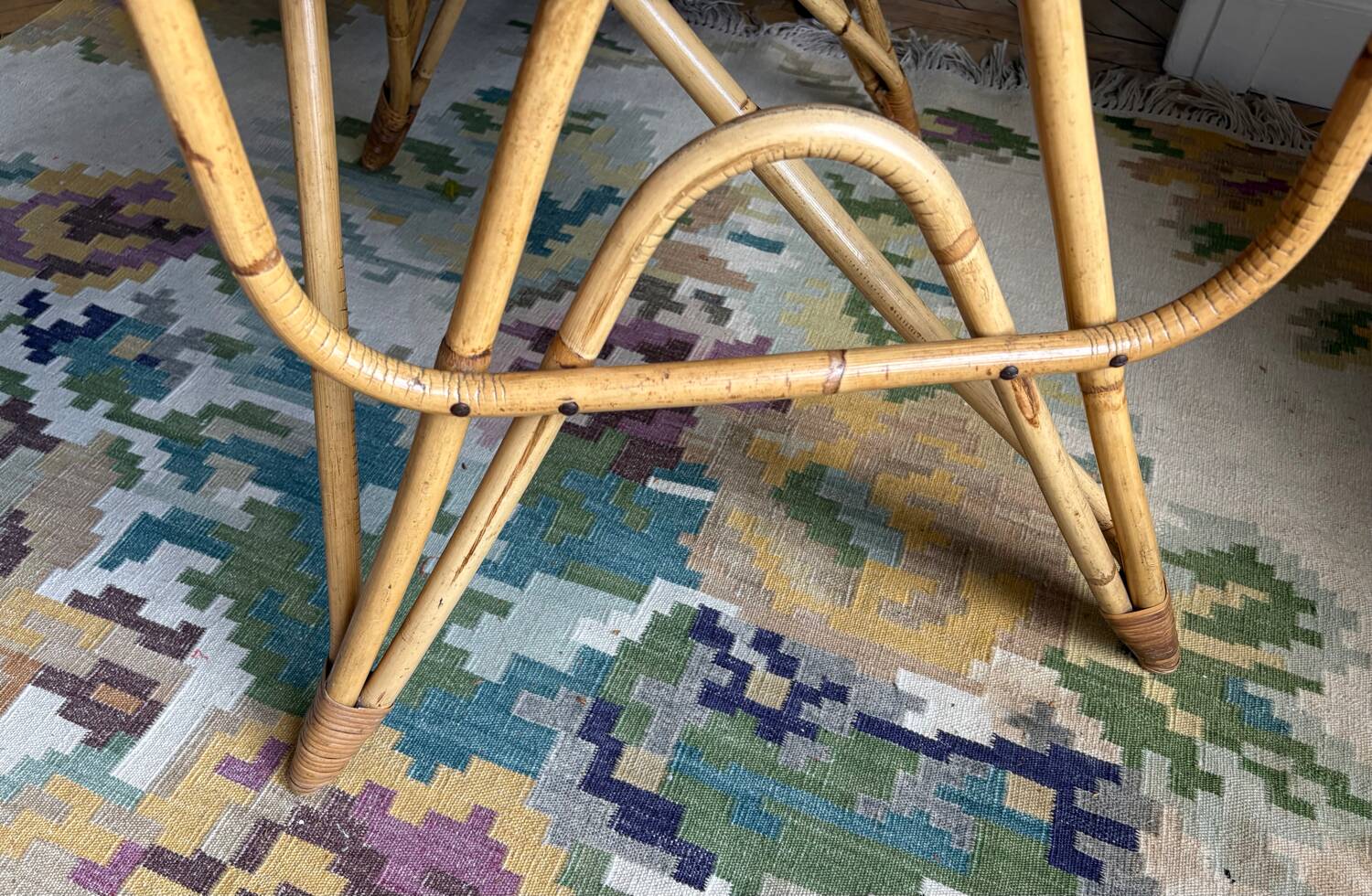 Vintage desk in rattan and bamboo from the 50s/60s.